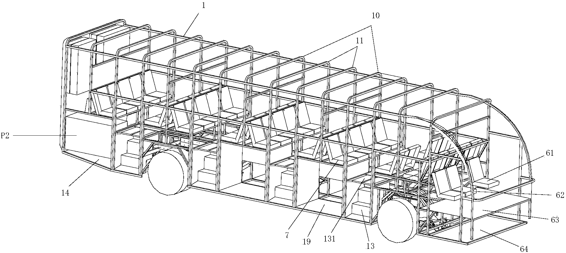 Body structure of full-bearing coach