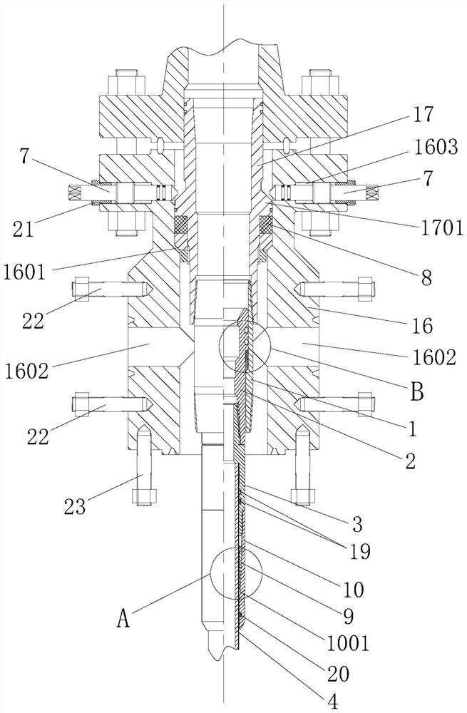Coiled tubing suspension device, coiled tubing wellhead mandrel type suspension structure and method