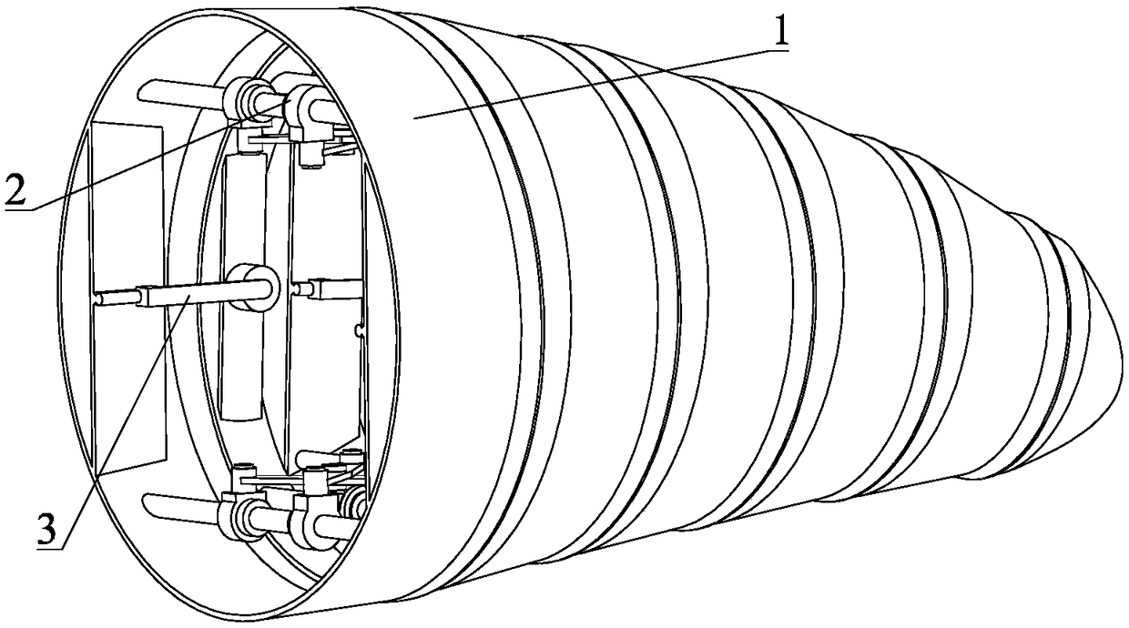 Space extensible aircraft transformable nose cone provided with nested segmented housings