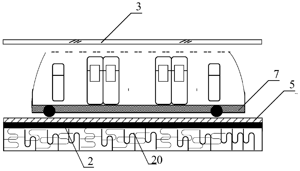 Shallow rail transit system with glass pavement at top