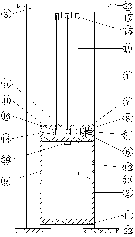 Hoistway-free compound skip-floor elevator