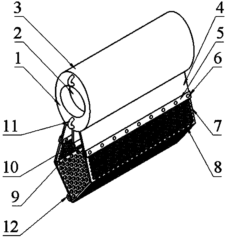 Folding mesh oil containment boom for coping with torrent rivers and laying method of folding mesh oil containment boom