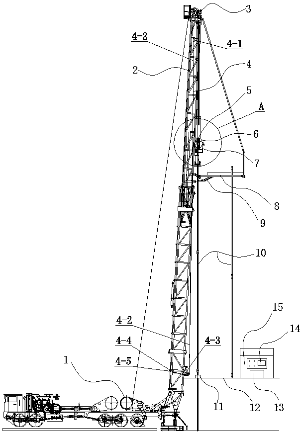 A traveling car hook floating guide and elevator positioning control device for a vehicle-mounted workover rig