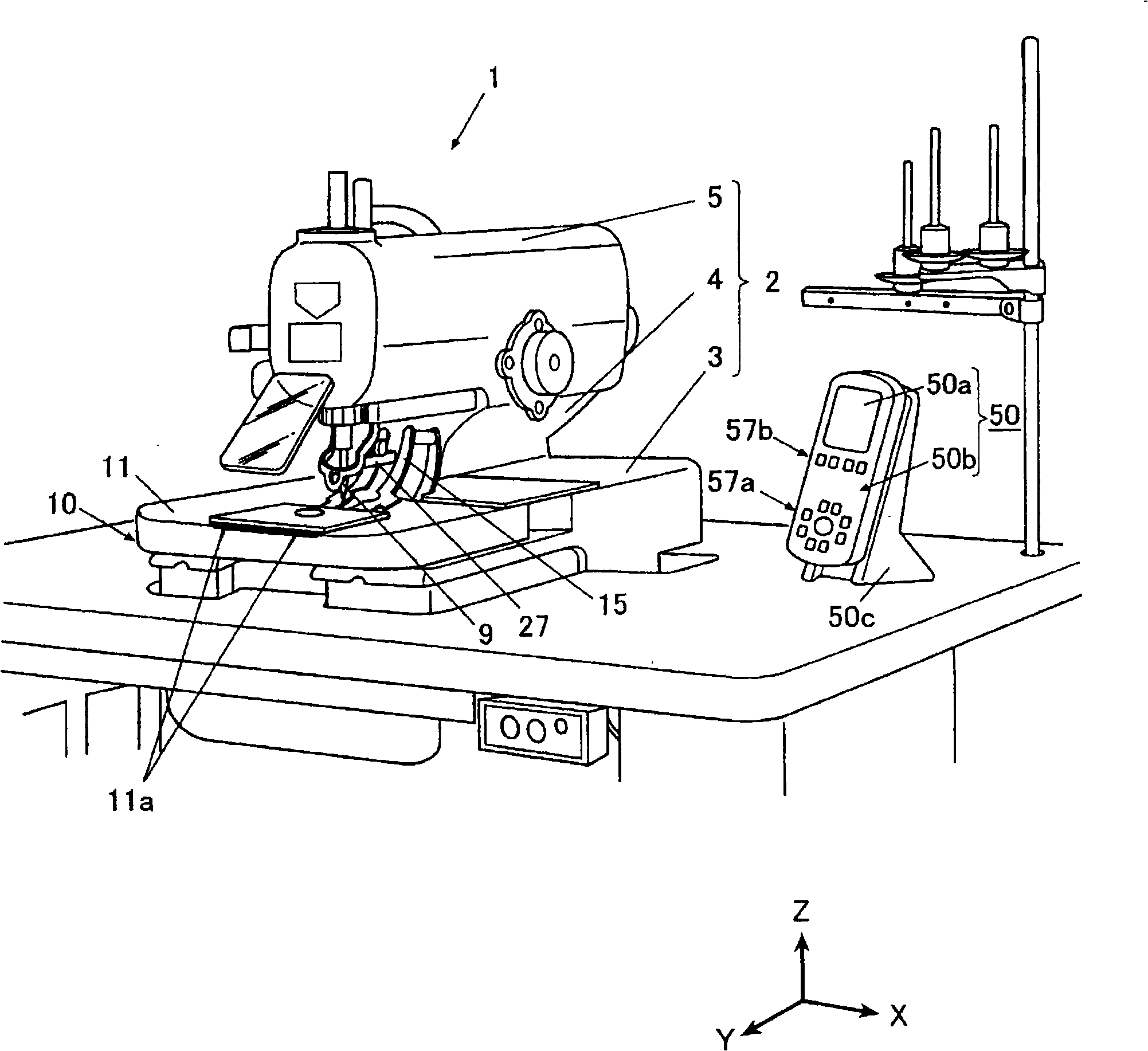 Buttonholing machine