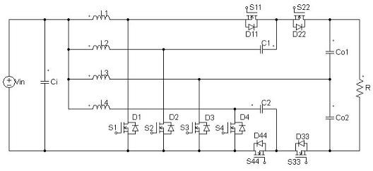 Four-phase high-gain self-current-sharing DC-DC converter and control method thereof