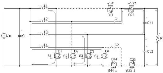 Four-phase high-gain self-current-sharing DC-DC converter and control method thereof