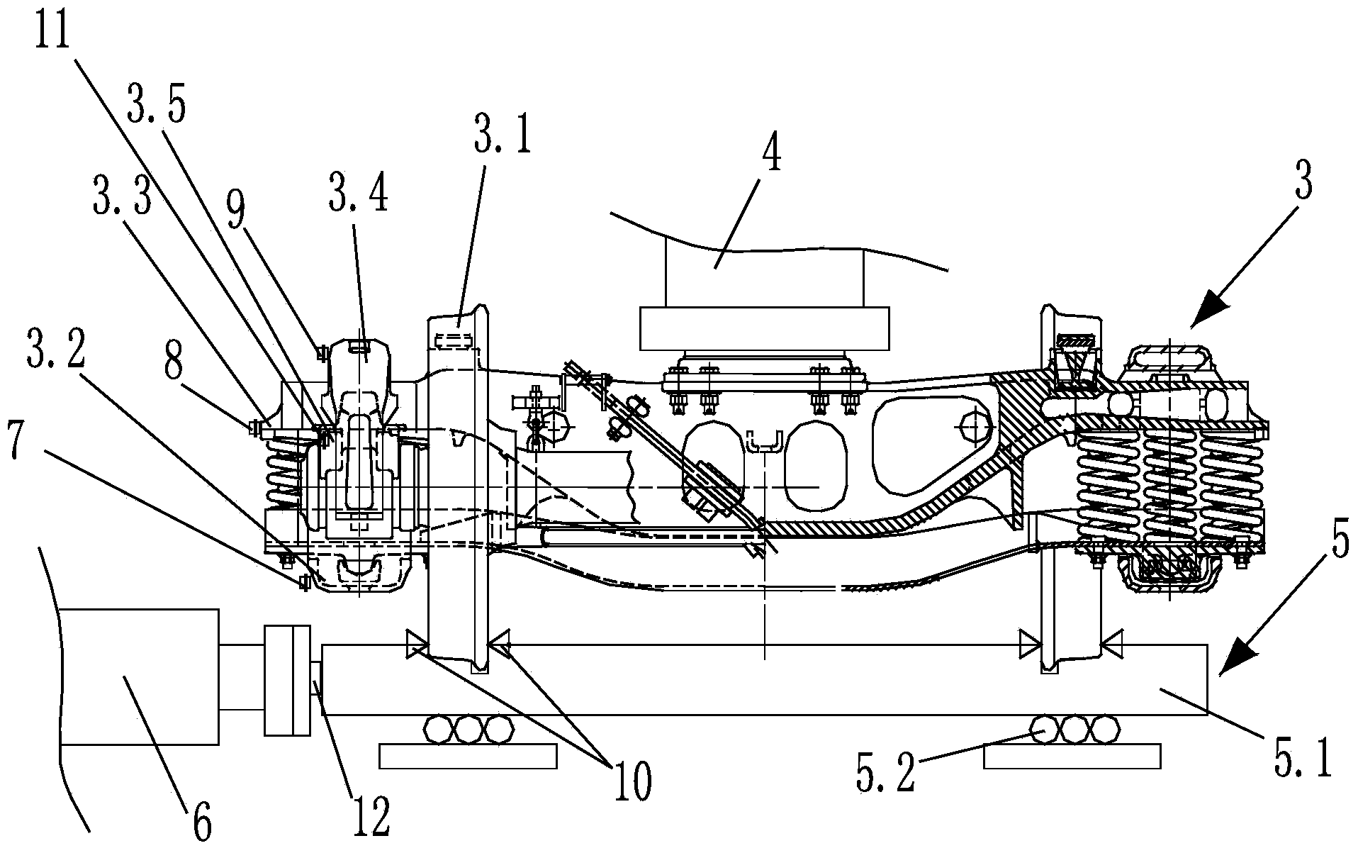 Wagon bogie swinging rigidity online detection device and method