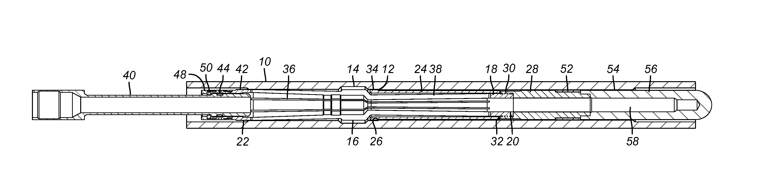 Flexible collet anchor assembly with compressive load transfer feature