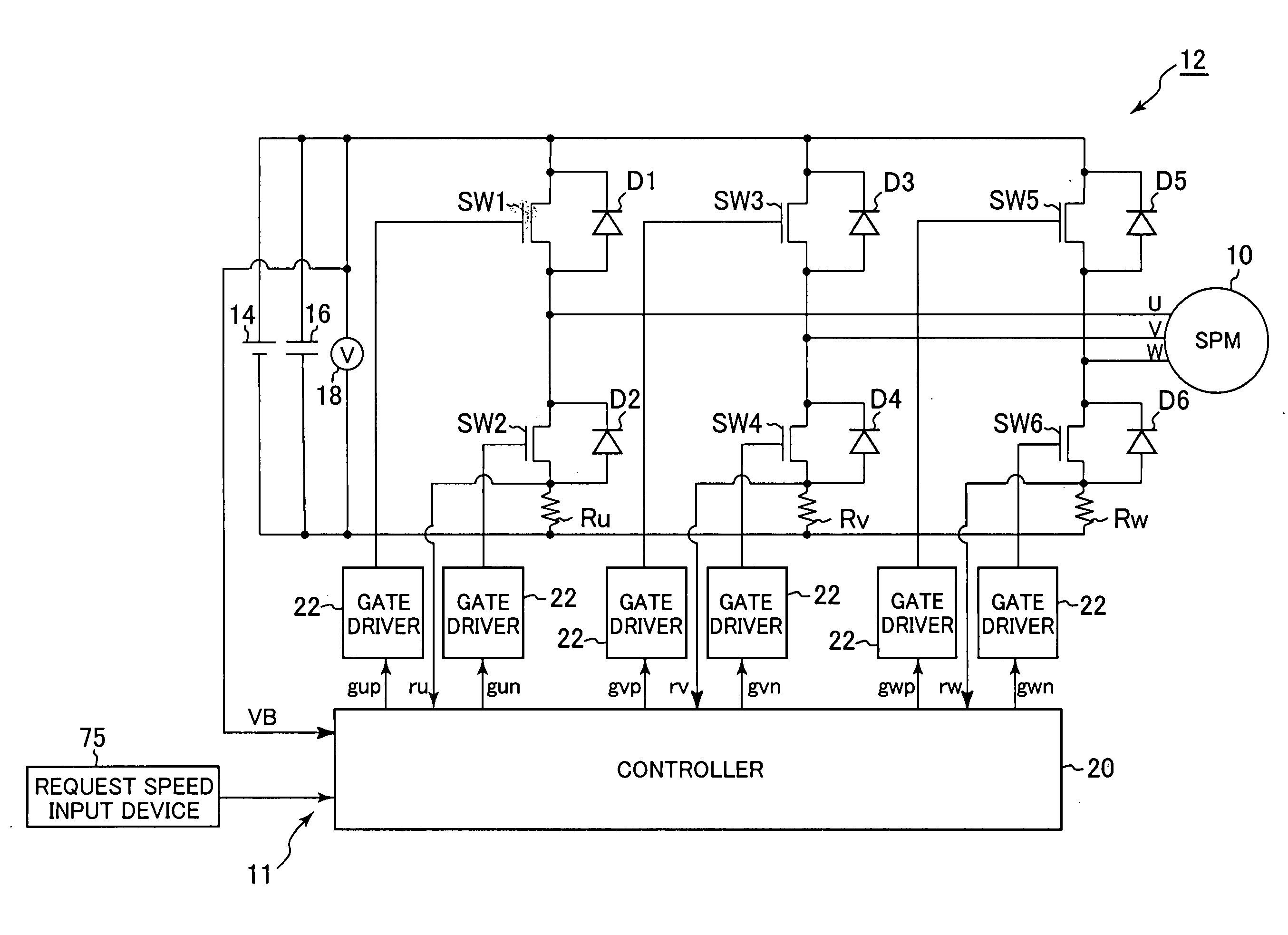 Control system for multiphase rotary machines