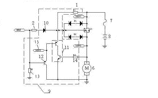 Direct current motor control circuit with heat protection function