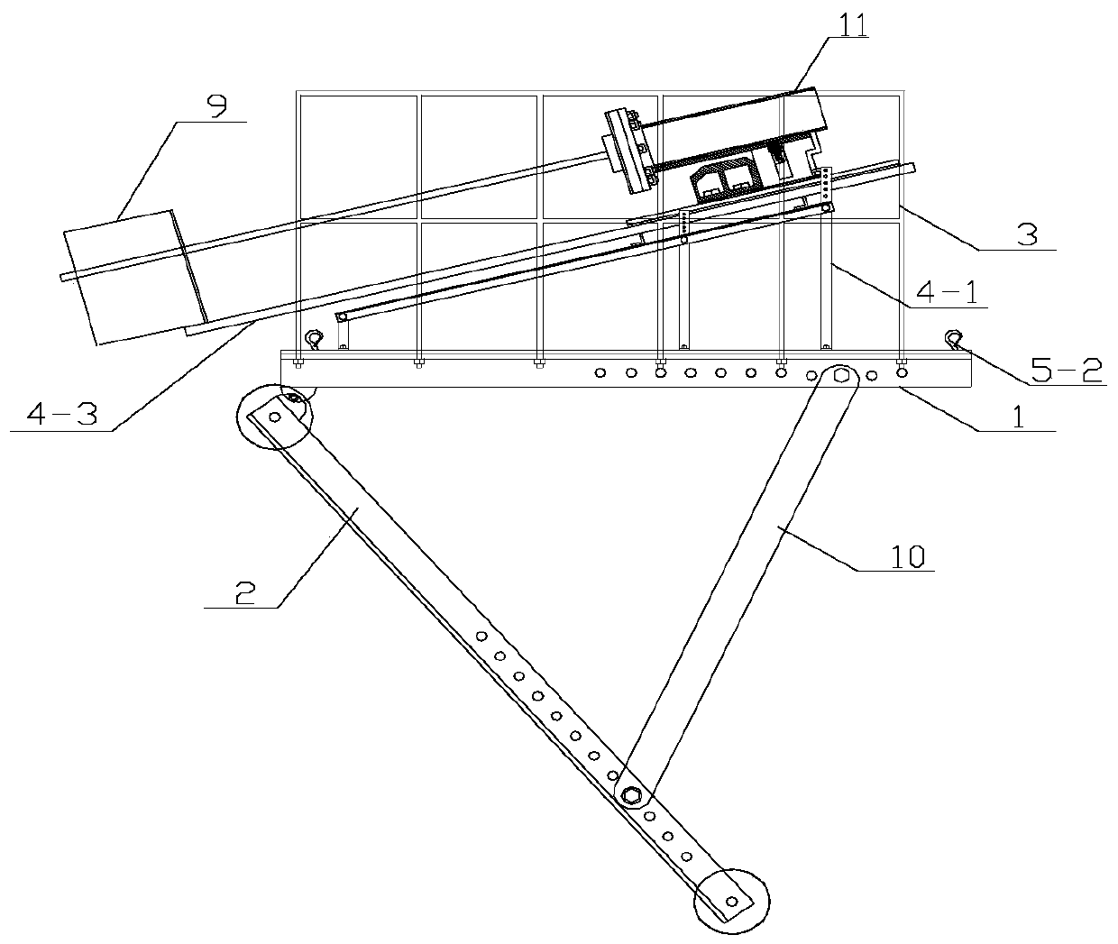 Operating platform for high slope anchor rod support construction