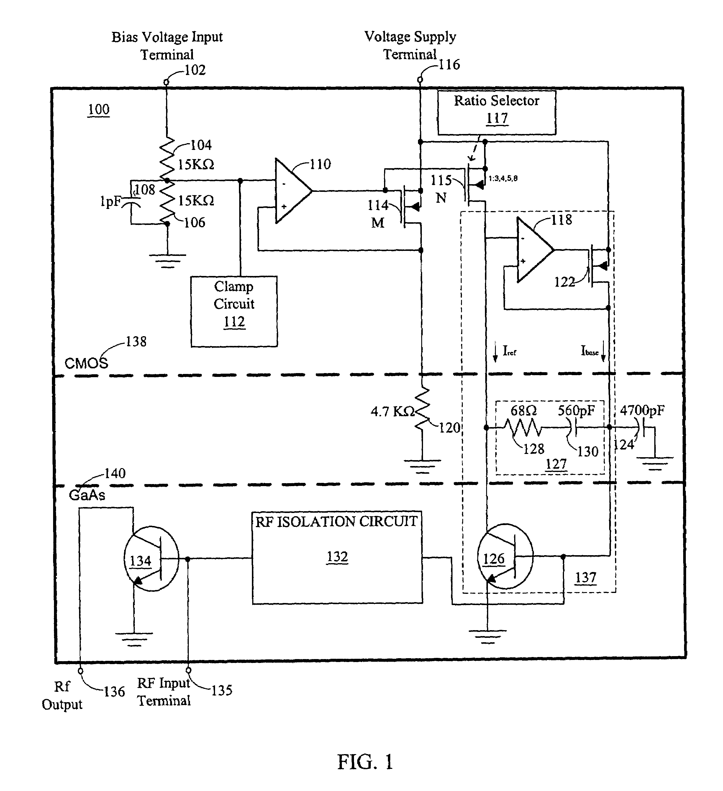Constant current biasing circuit for linear power amplifiers
