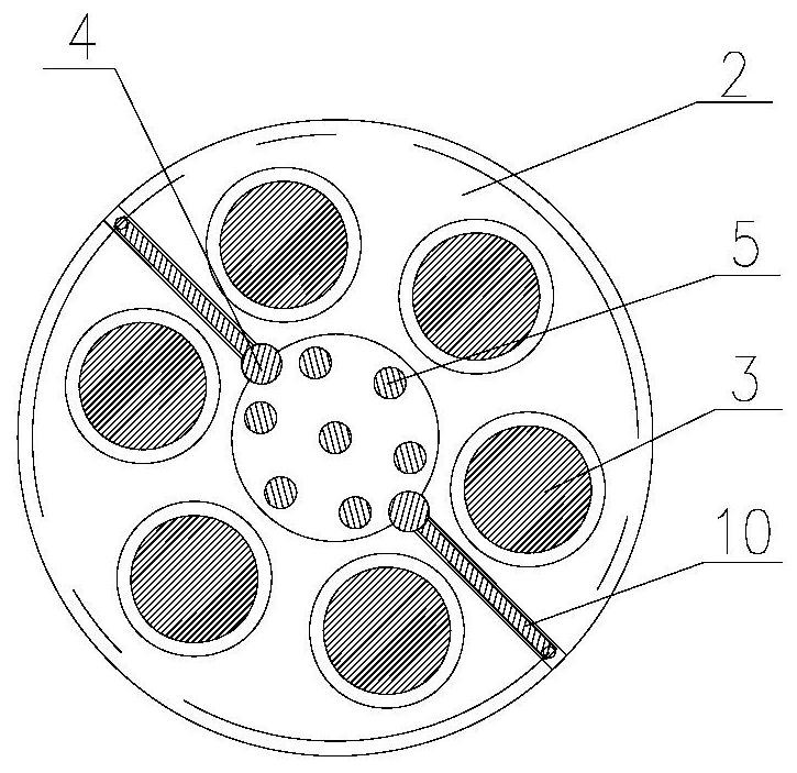 An internal support structure of an air-core coil