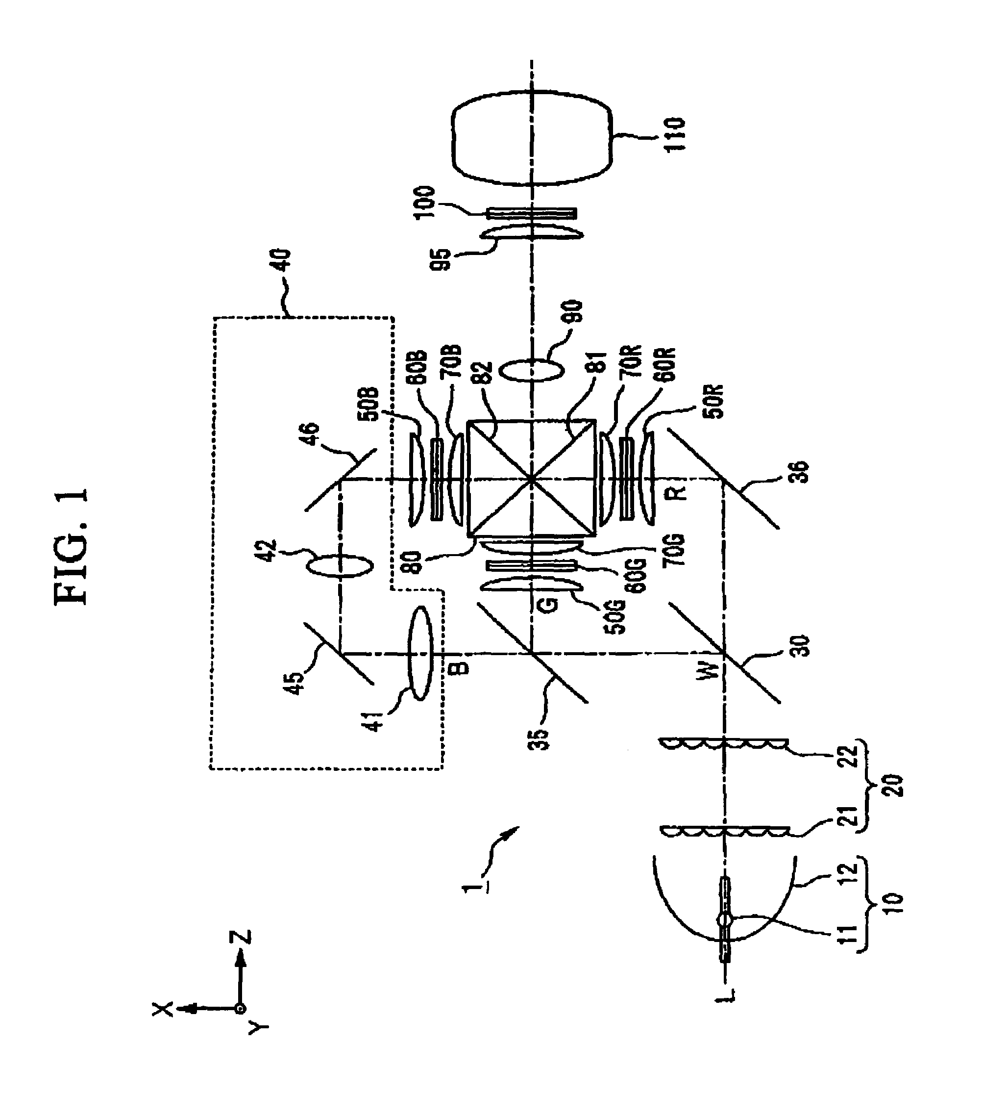 Optical display device and projection-type display device