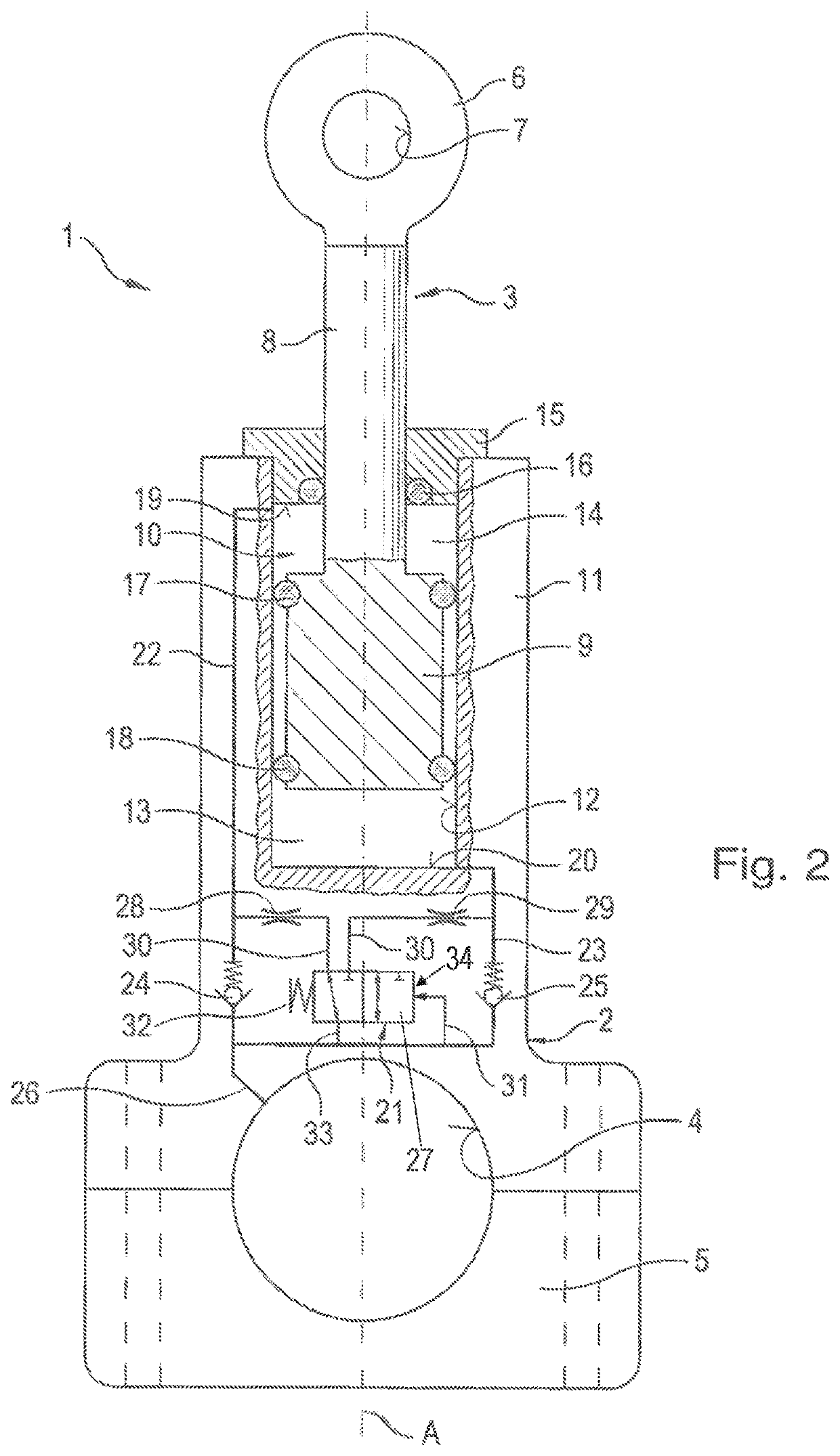 Hydraulic control valve for a longitudinally adjustable connecting rod with an end-face control piston
