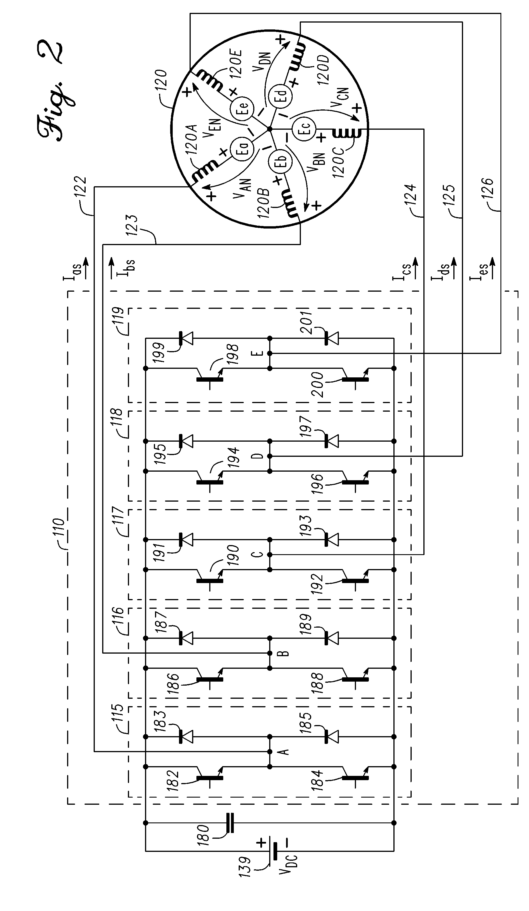Methods, systems and apparatus for synchronous current regulation of a five-phase machine