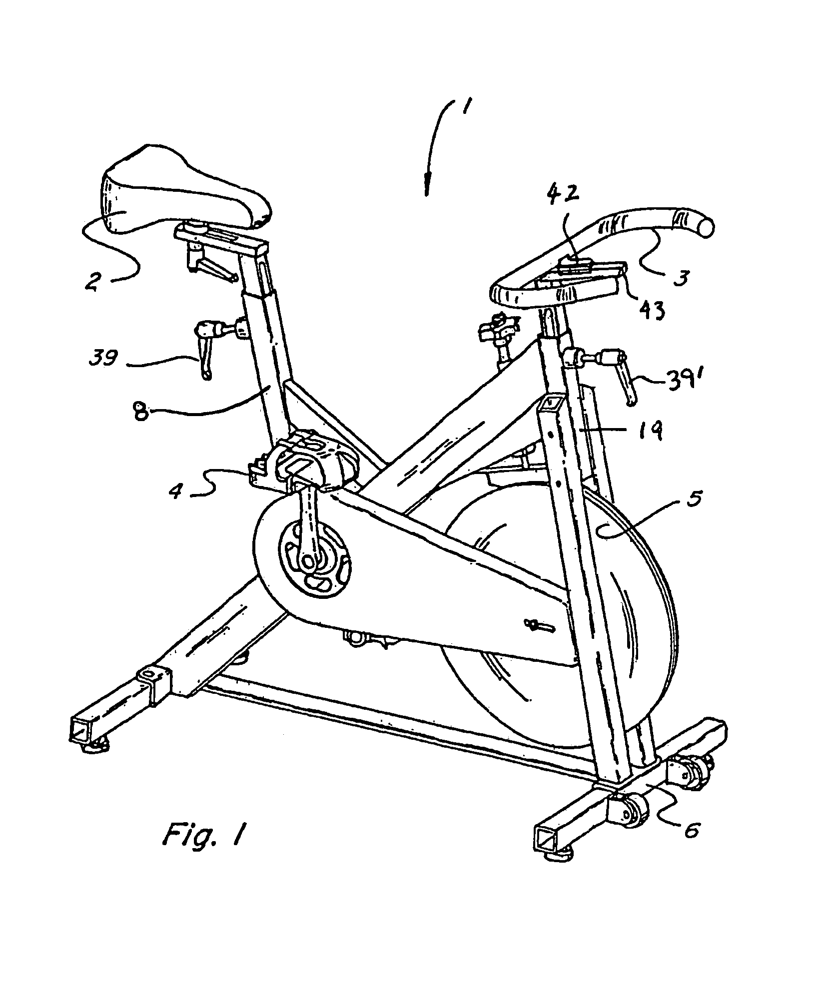 Adjustable stationary exercise bicycle