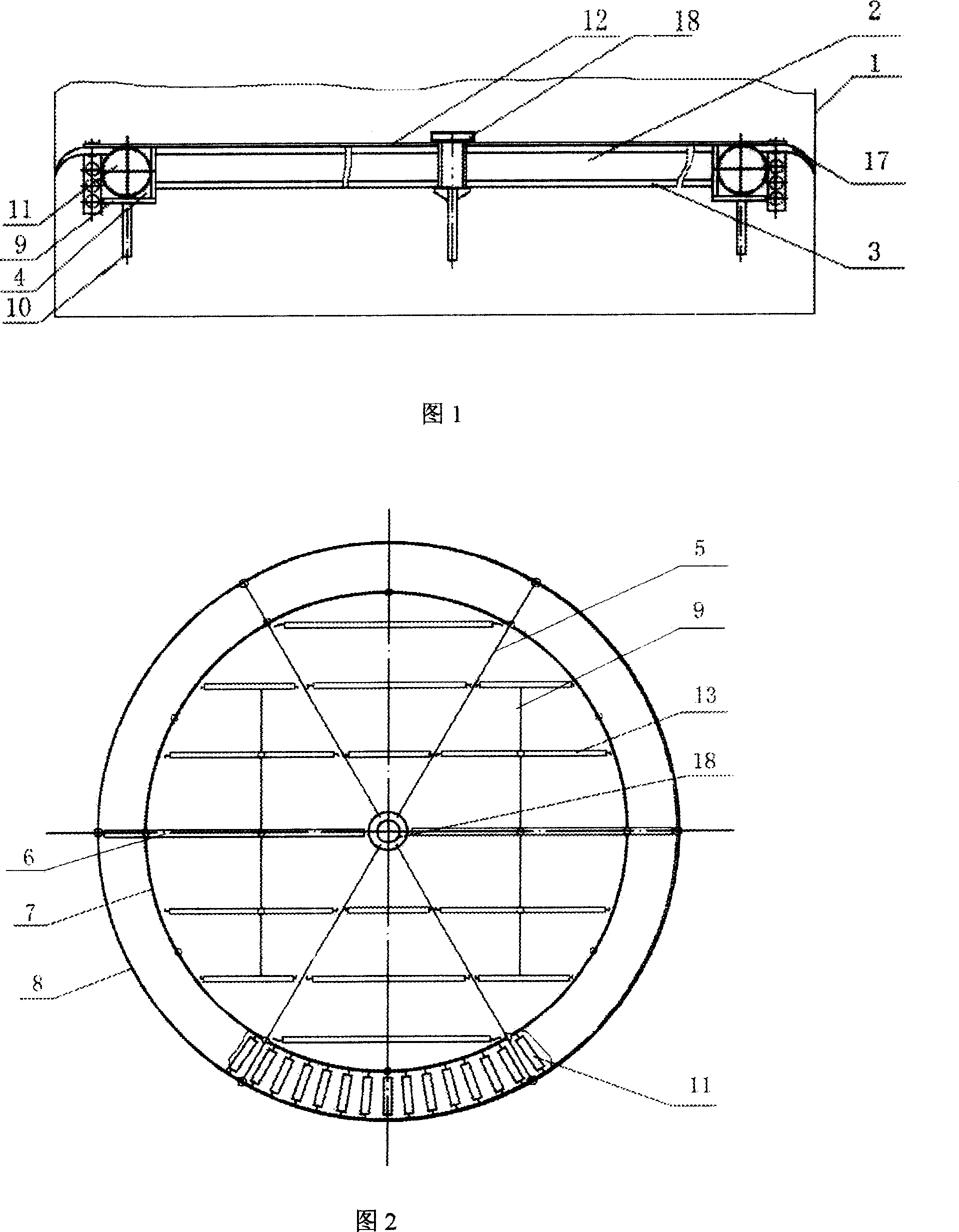 Metal structural buoyancy pontoon type inner floating tray for storage tank