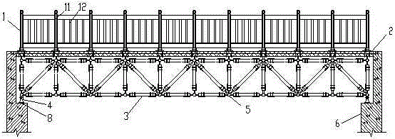 A modern bamboo pedestrian truss bridge