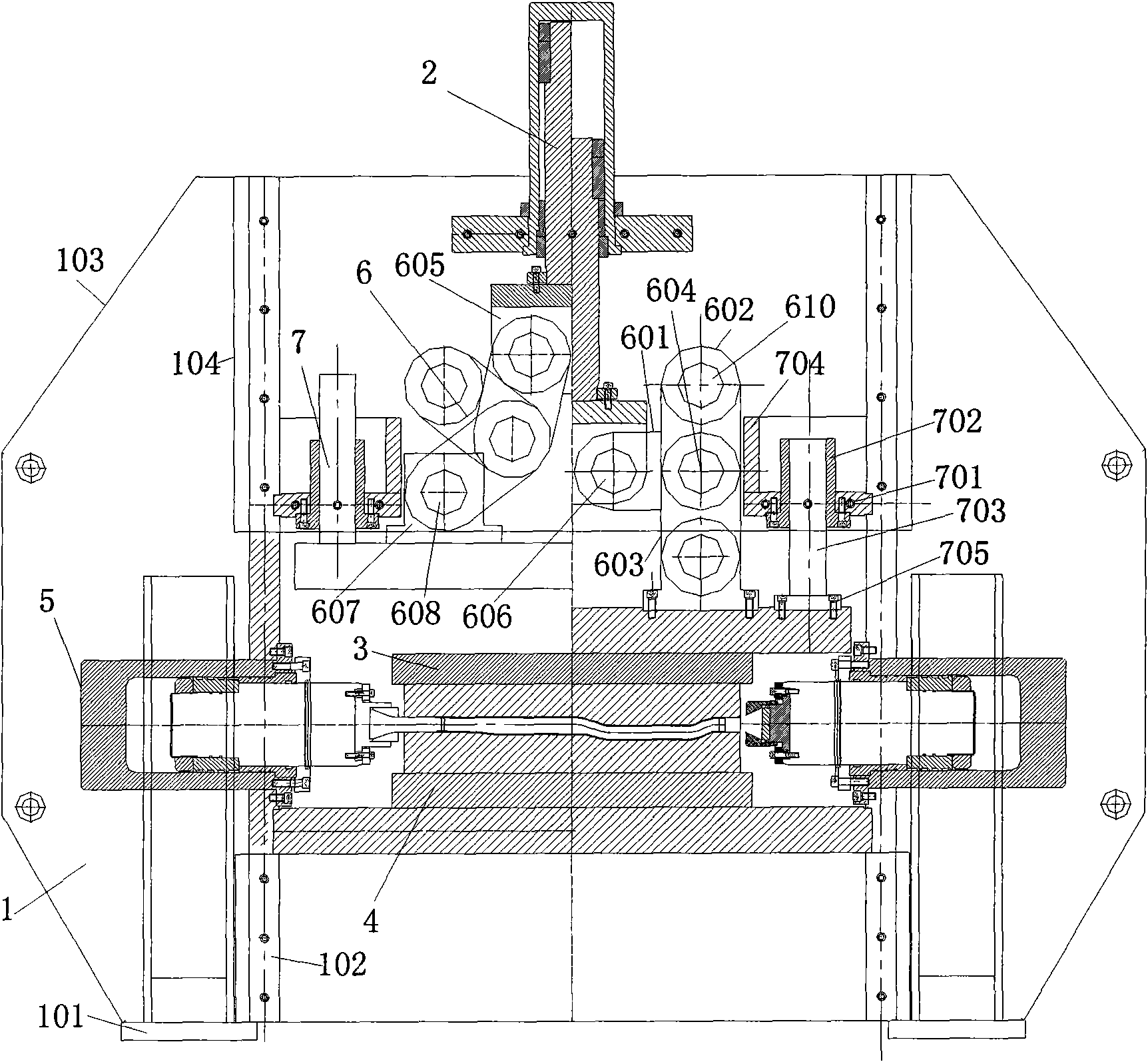 Mechanical pipe fitting bulging device