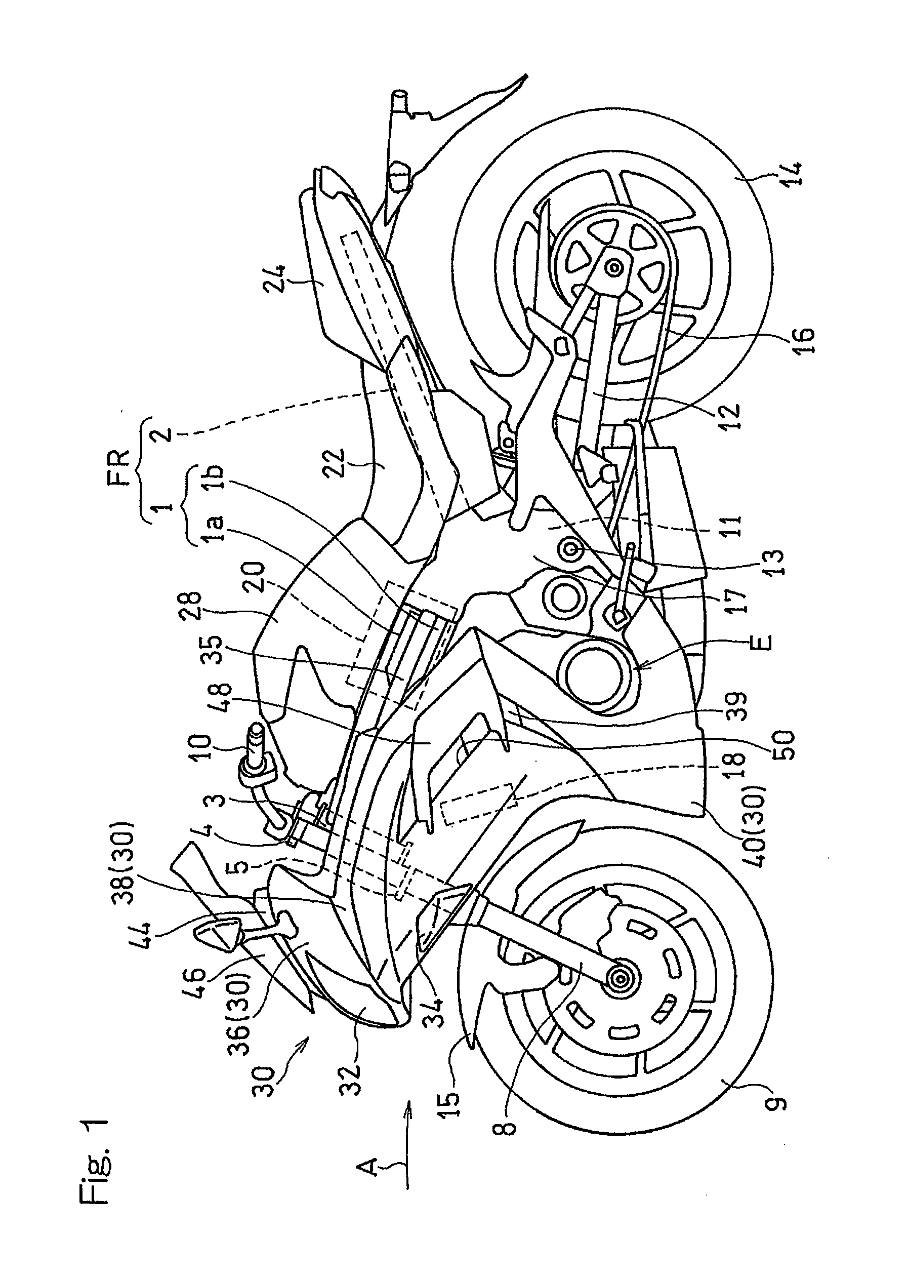 Air guiding structure for motorcycles