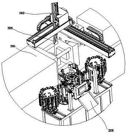 Automatic shearing and arranging frame mounting machine of lens injection molding semi-finished product