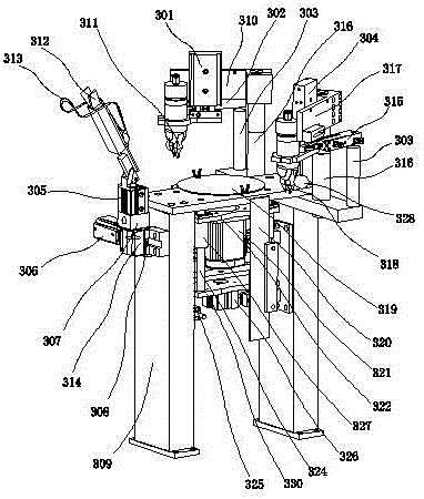 Automatic shearing and arranging frame mounting machine of lens injection molding semi-finished product