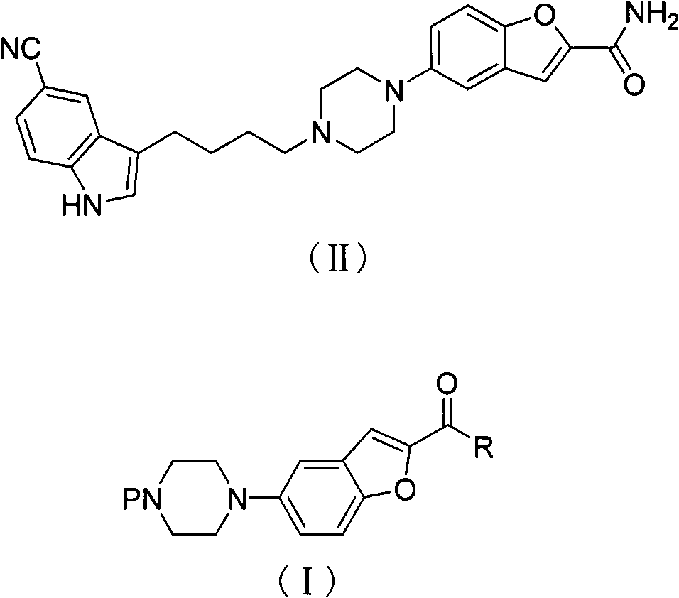 Method of preparing vilazodone intermediate 5-piperazin-2-acyl substituted benzofuran