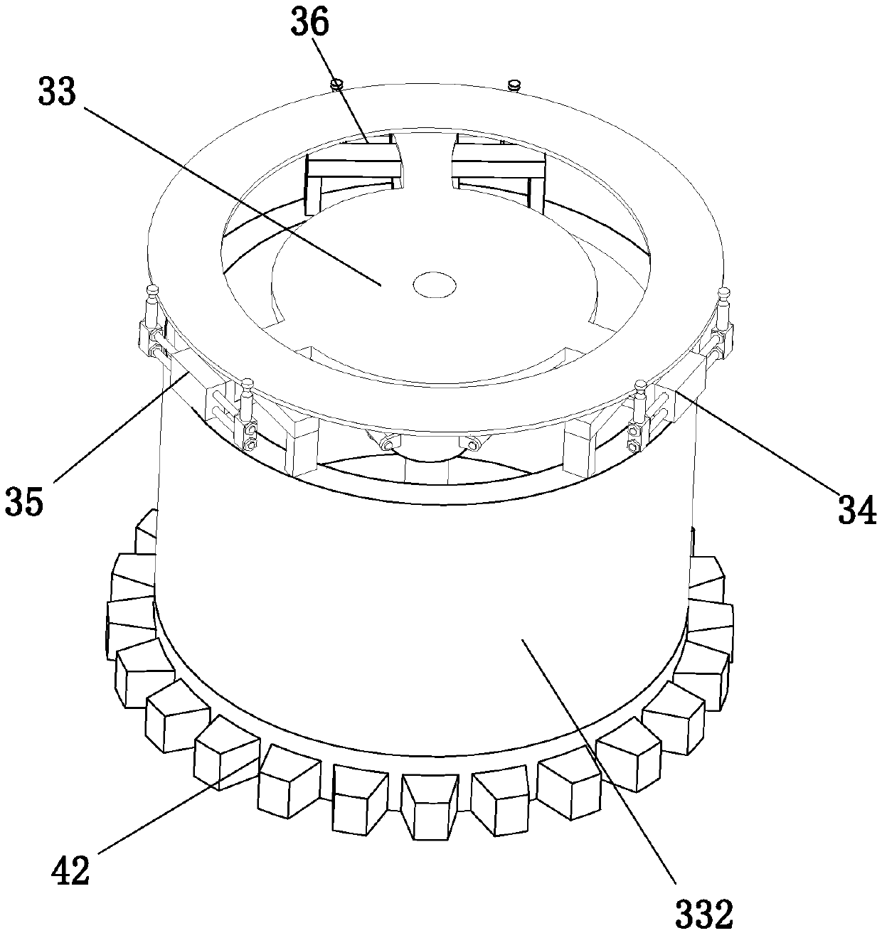 Processing device suitable for drilling disc flanges of plurality of specifications