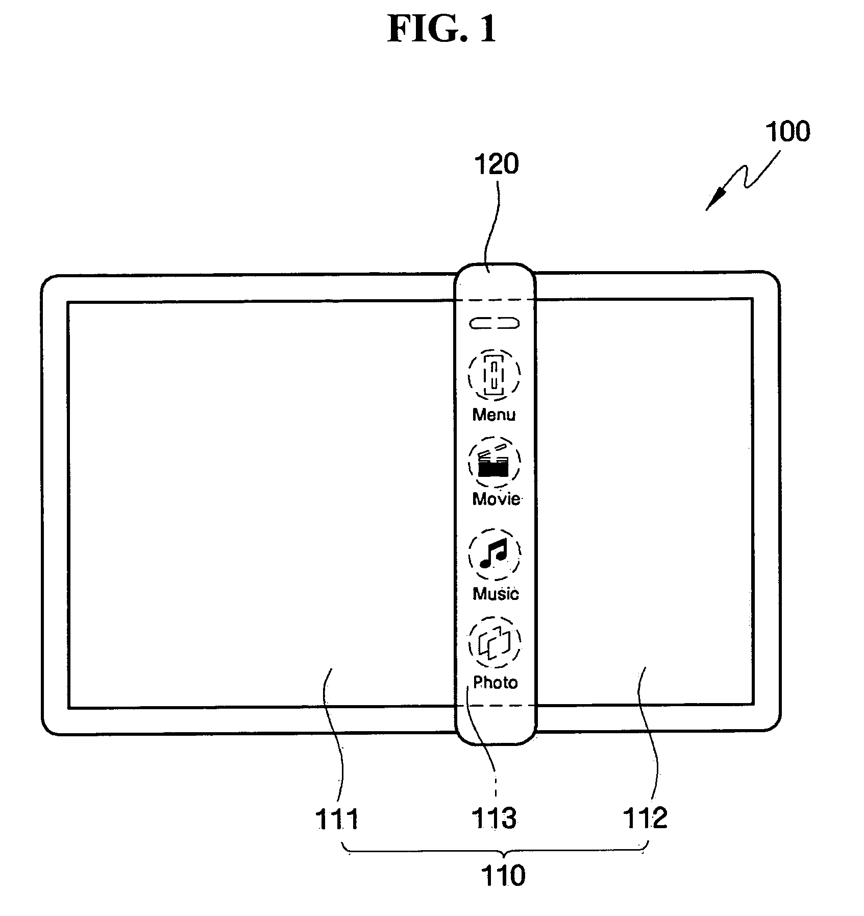 Apparatus, method, and medium for providing area division unit having touch function