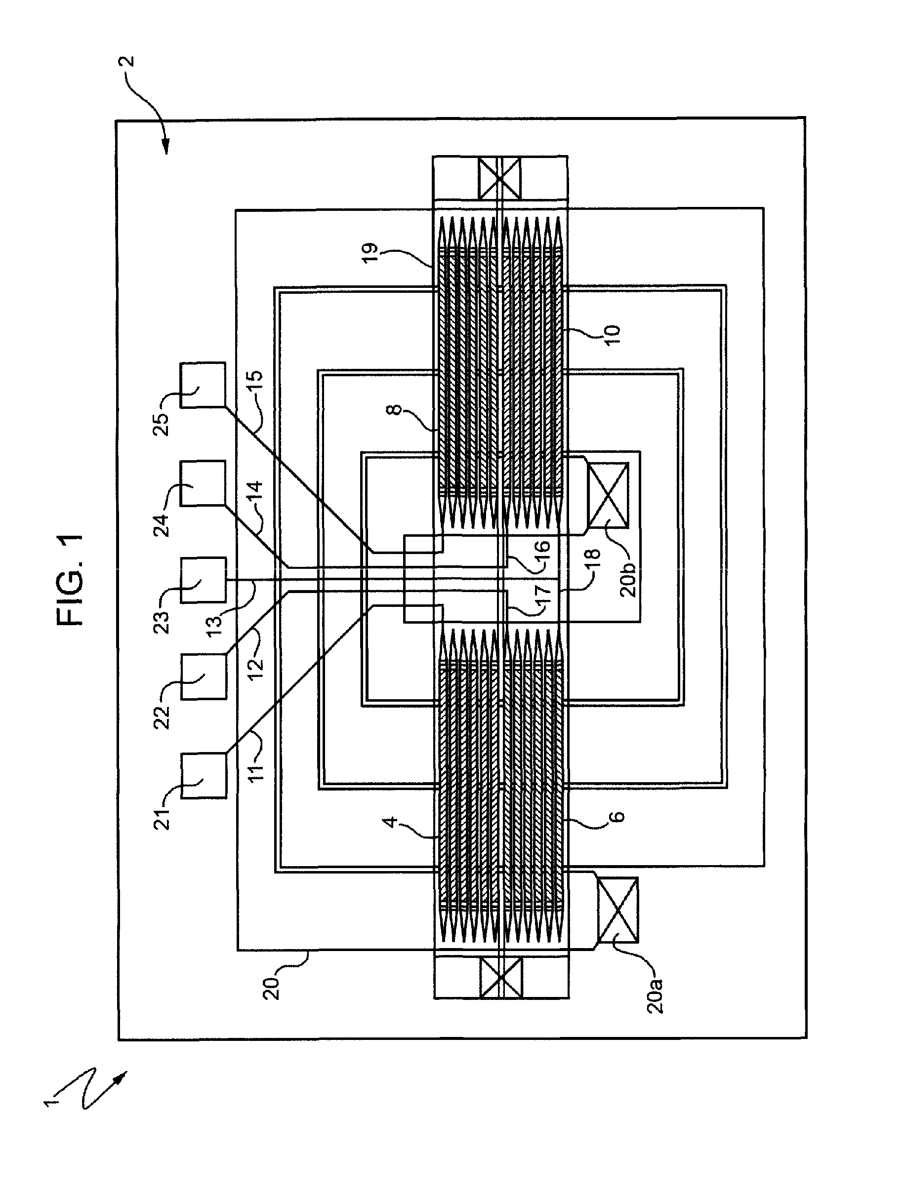 Magnetoresistive sensor with reduced parasitic capacitance, and method