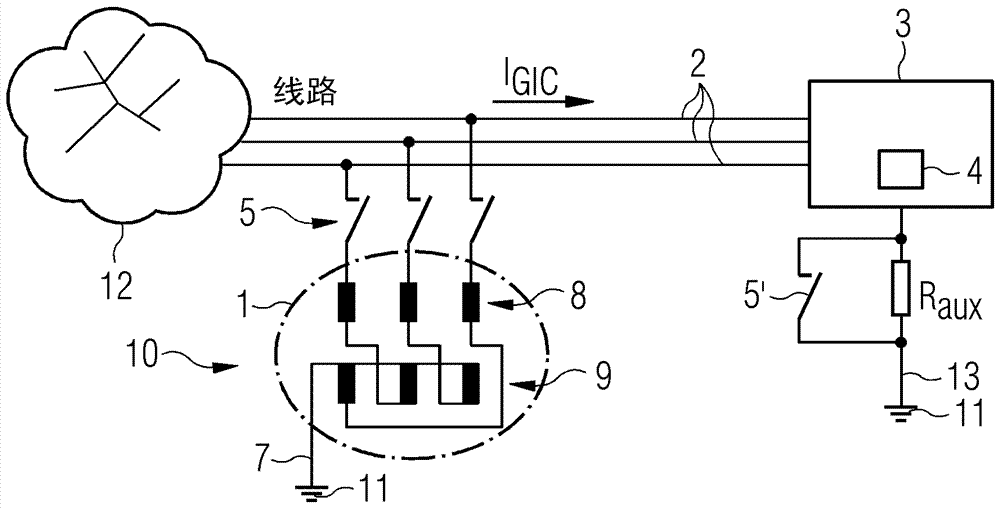 Protective device for protecting transformer against geomagnetically induced currents