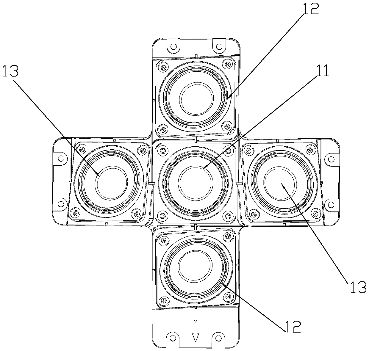 A bidirectional array sound box with multi-angle coverage