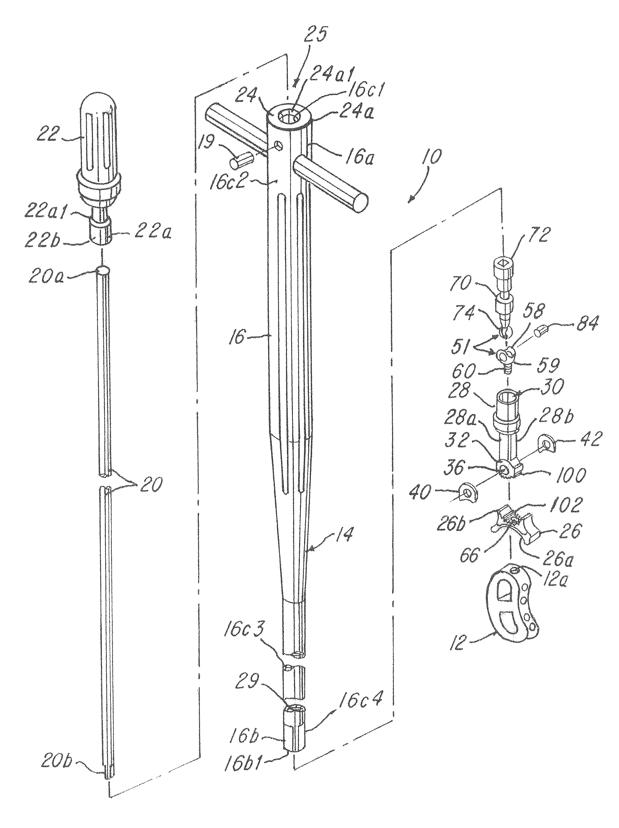 Surgical instrument with pivotable implant holder