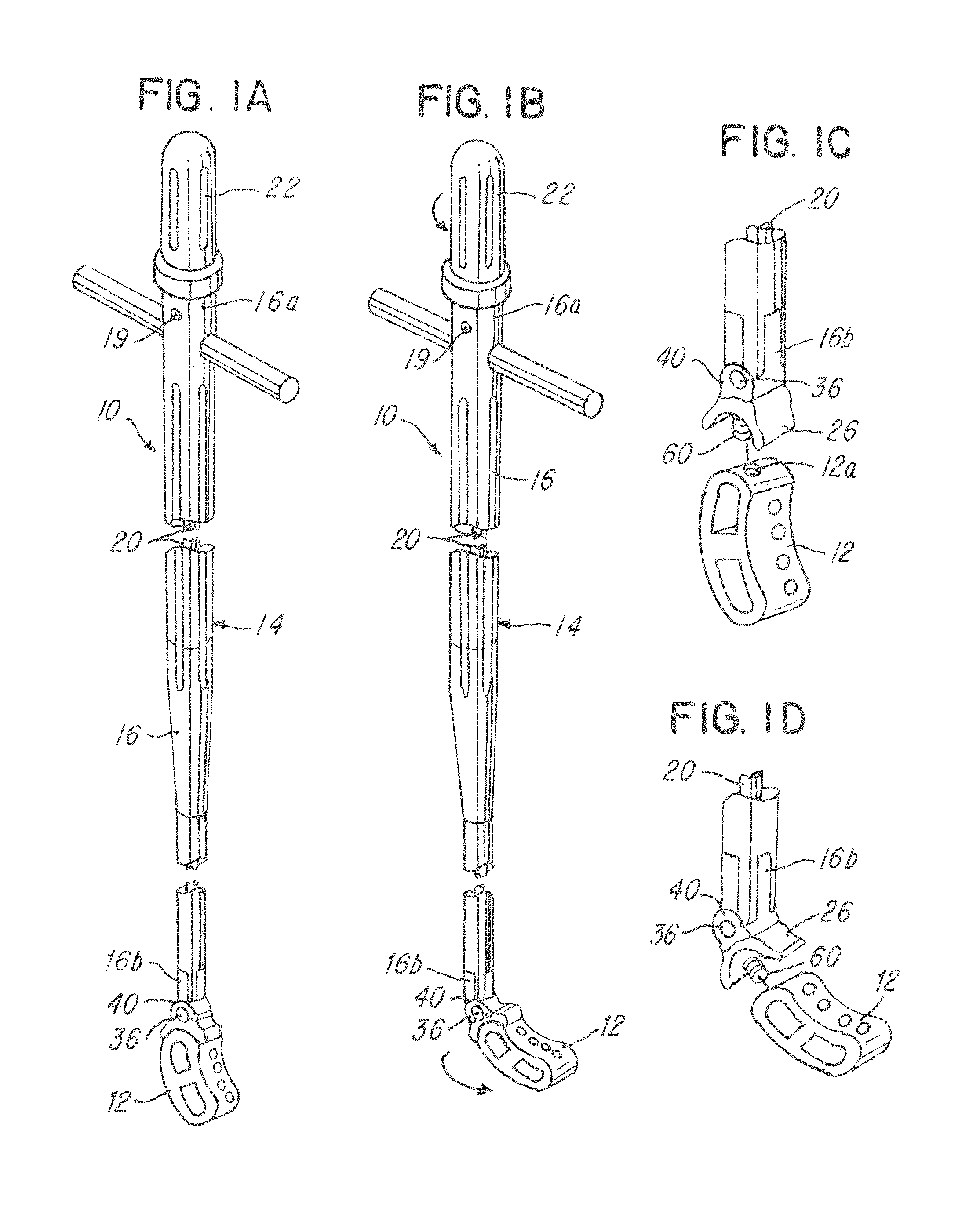 Surgical instrument with pivotable implant holder