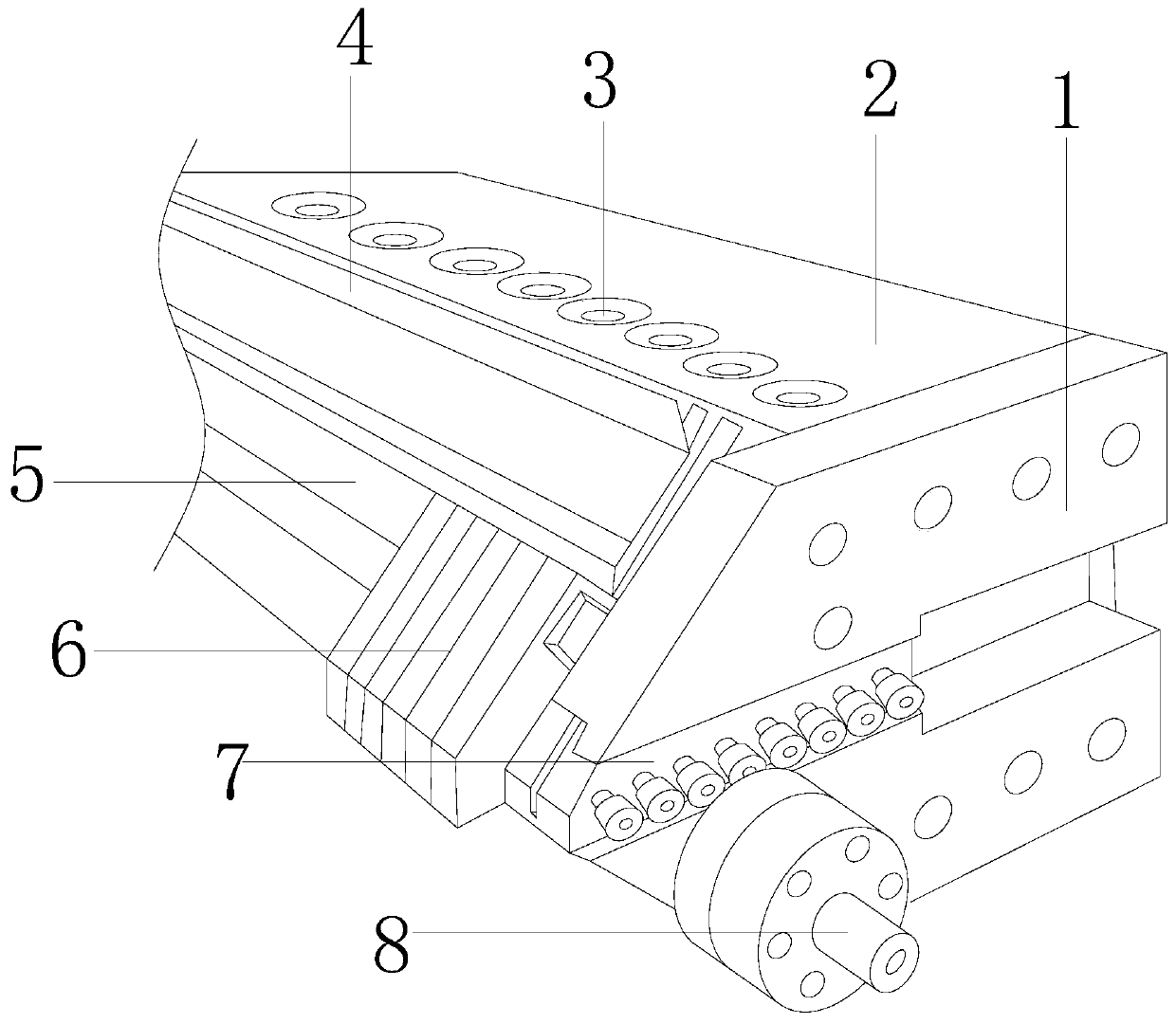 Gradient type top-pressure plate extrusion mold based on special-shaped marine plate