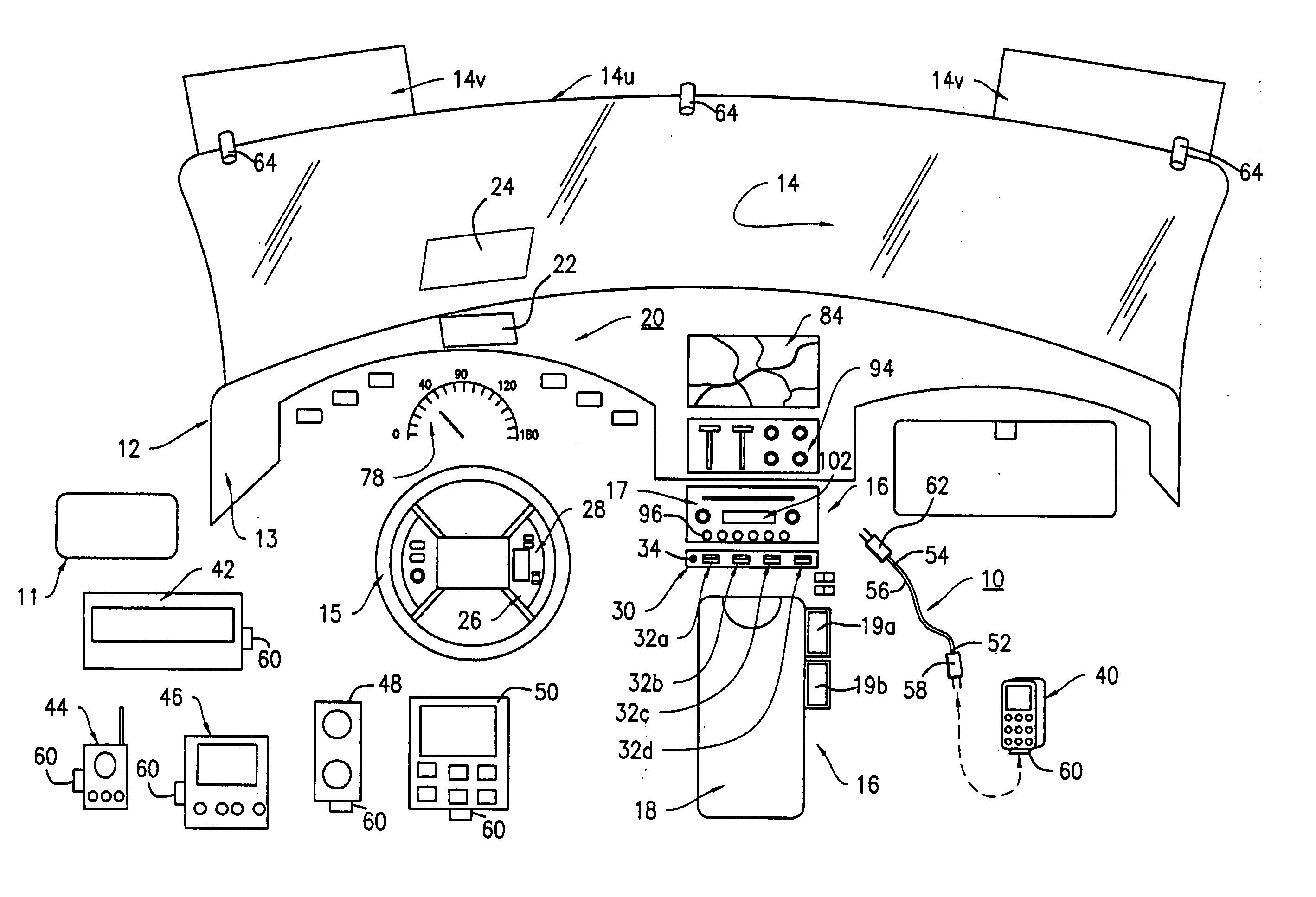 Portable adaptor and software for use with a heads-up display unit