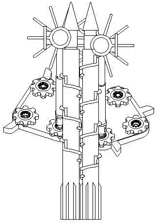 A kind of corn cob stem and harvesting platform with chain-type breaking ear collection stalk cutting stubble and returning to the field