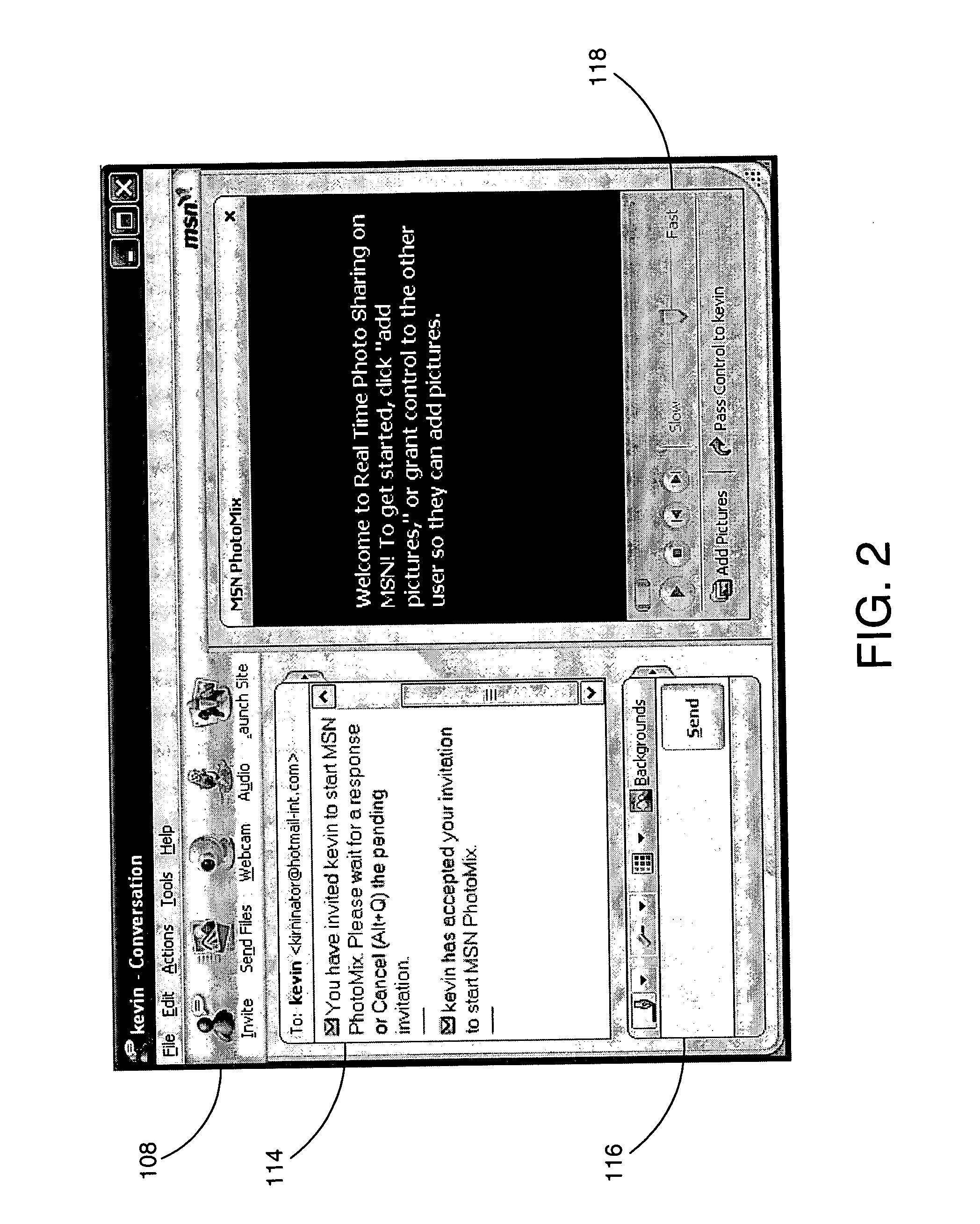 System and method for realtime messaging having image sharing feature