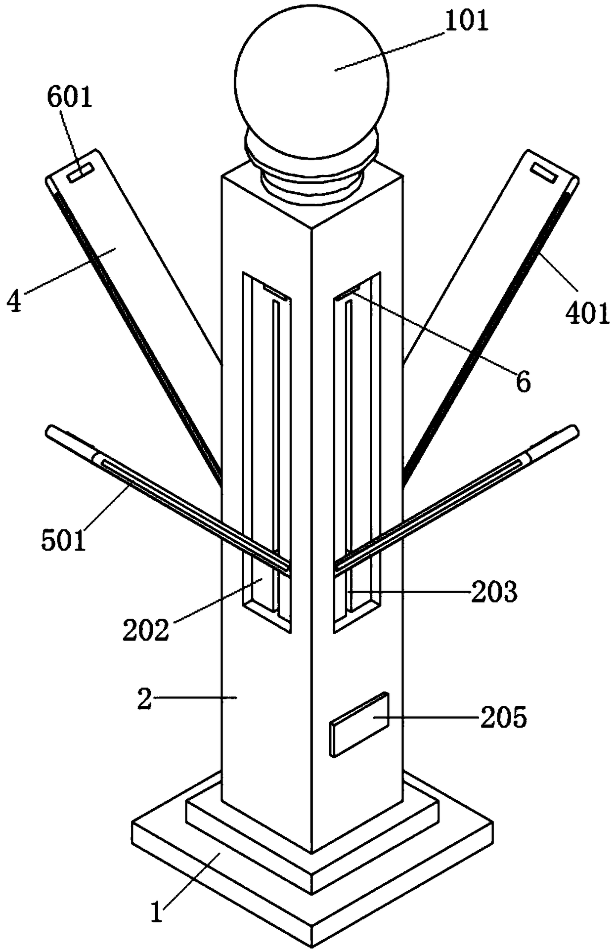 Adjustable rain shelter type landscape lamp device