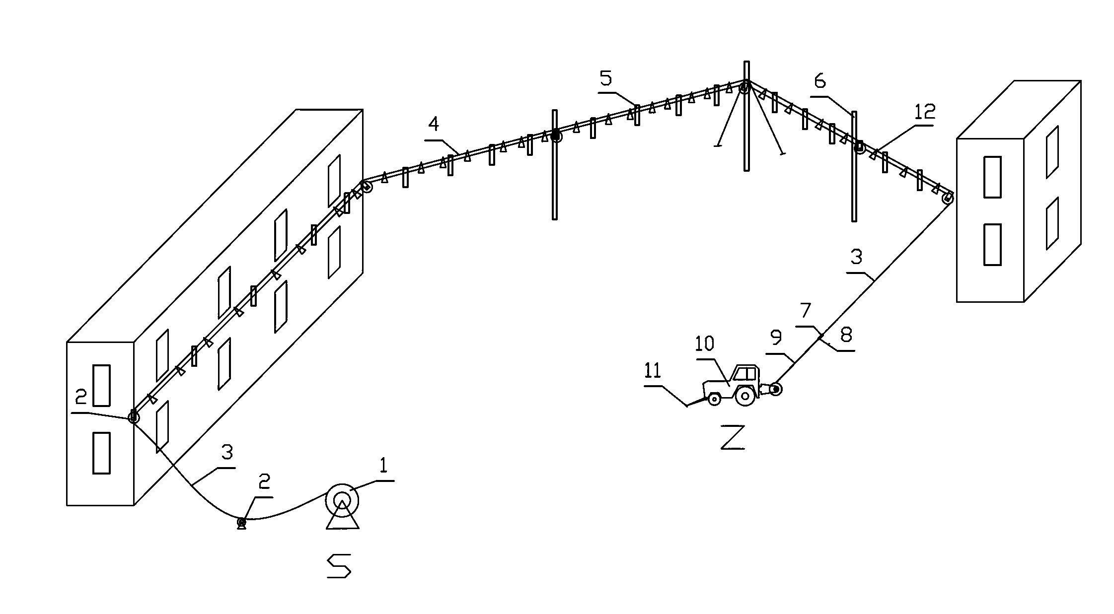 Mechanical laying method for large-section overhead cable