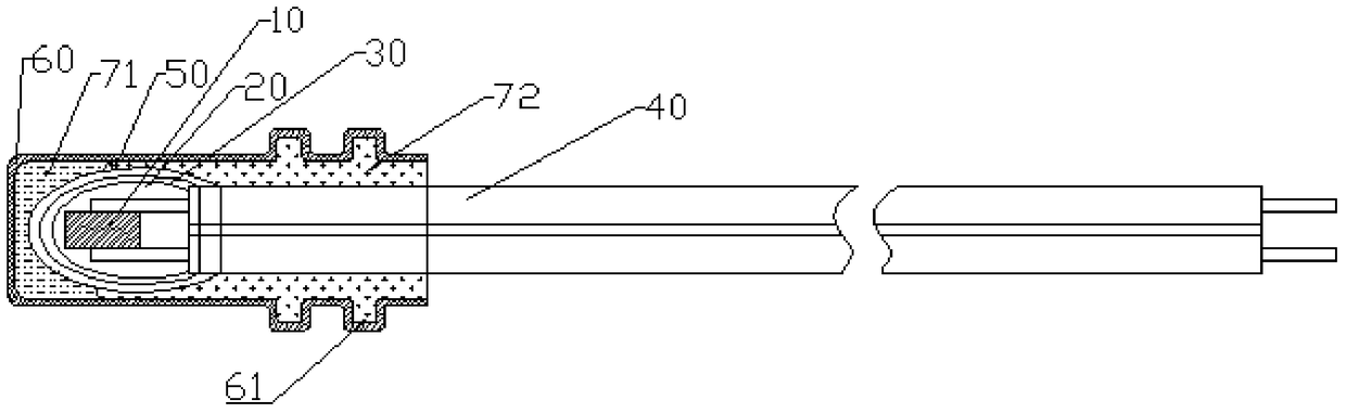 Manufacturing method of waterproof and moisture-proof temperature sensor and temperature sensor made therefrom