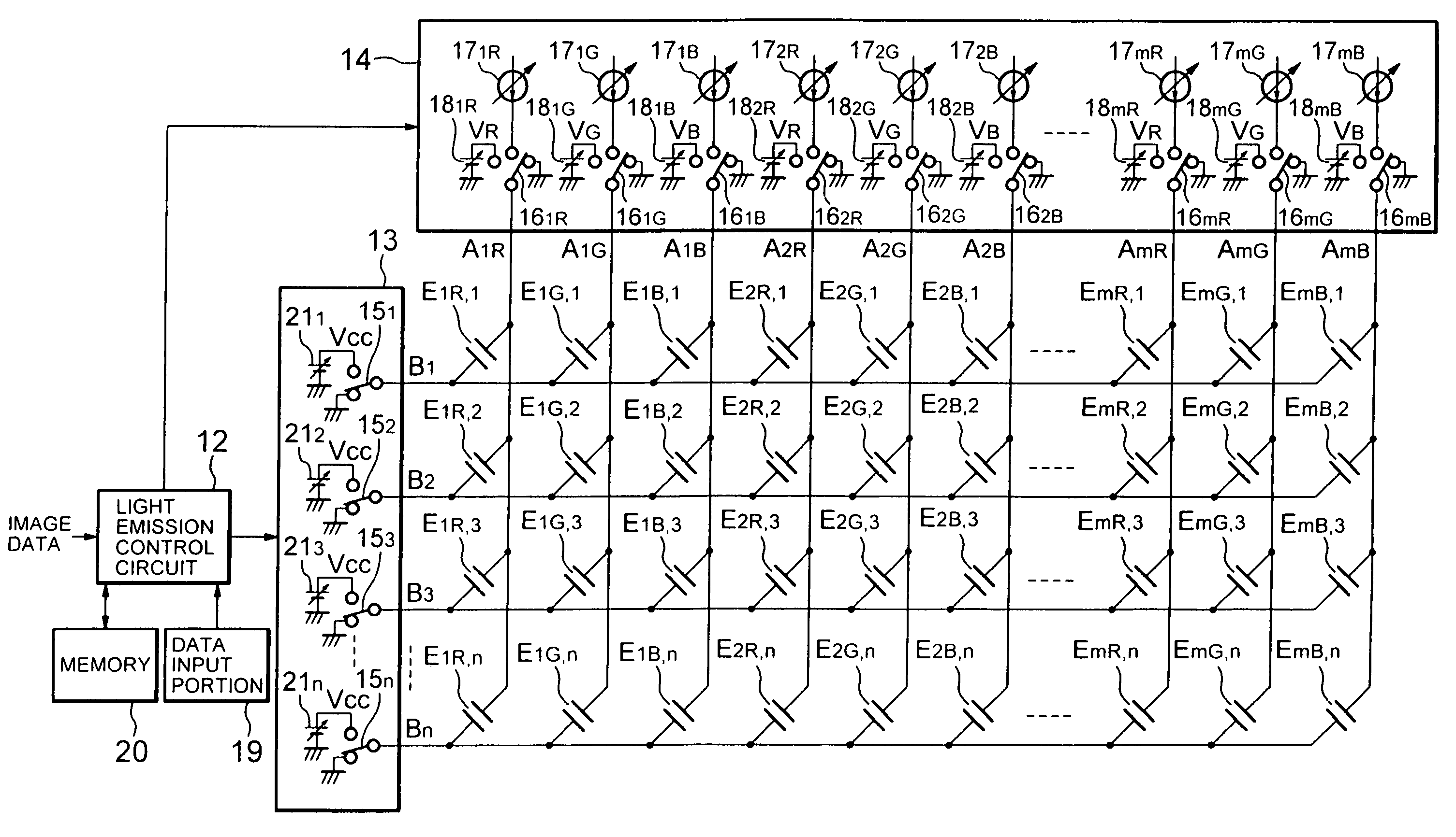 Apparatus and method for driving multi-color light emitting display panel
