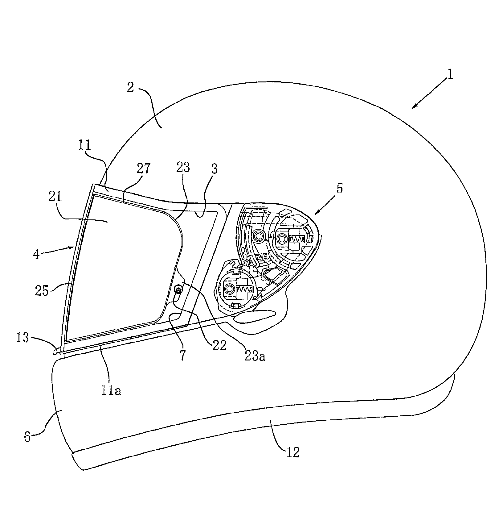 Shield structure for helmet or goggles, and helmet comprising such shield structure