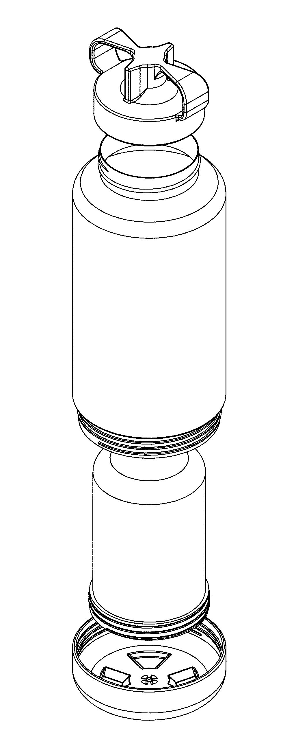 Hydration container with self-adjusting drink and storage compartments
