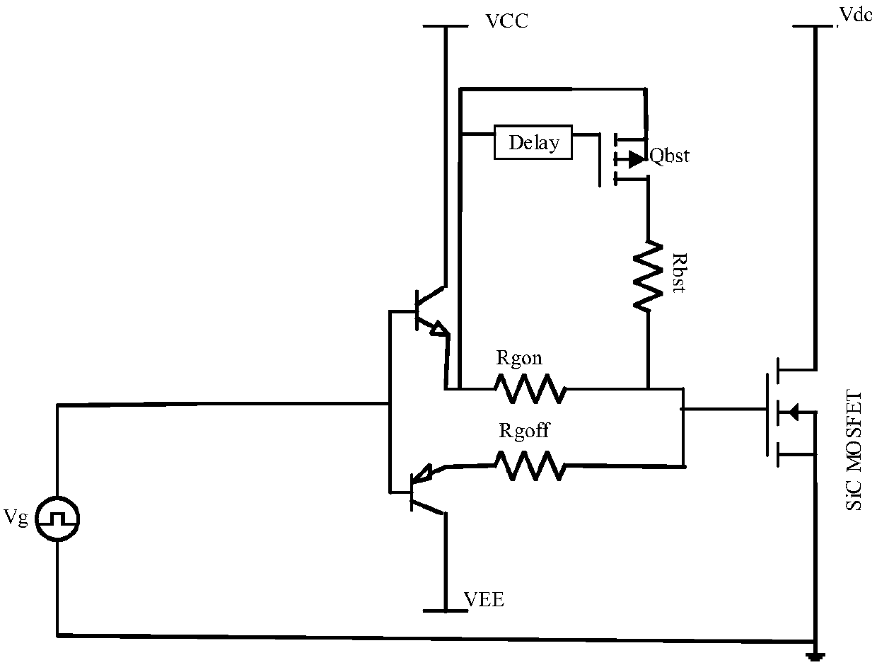 Open-loop driving circuit for optimizing silicon carbide MOSFET turn-on waveform