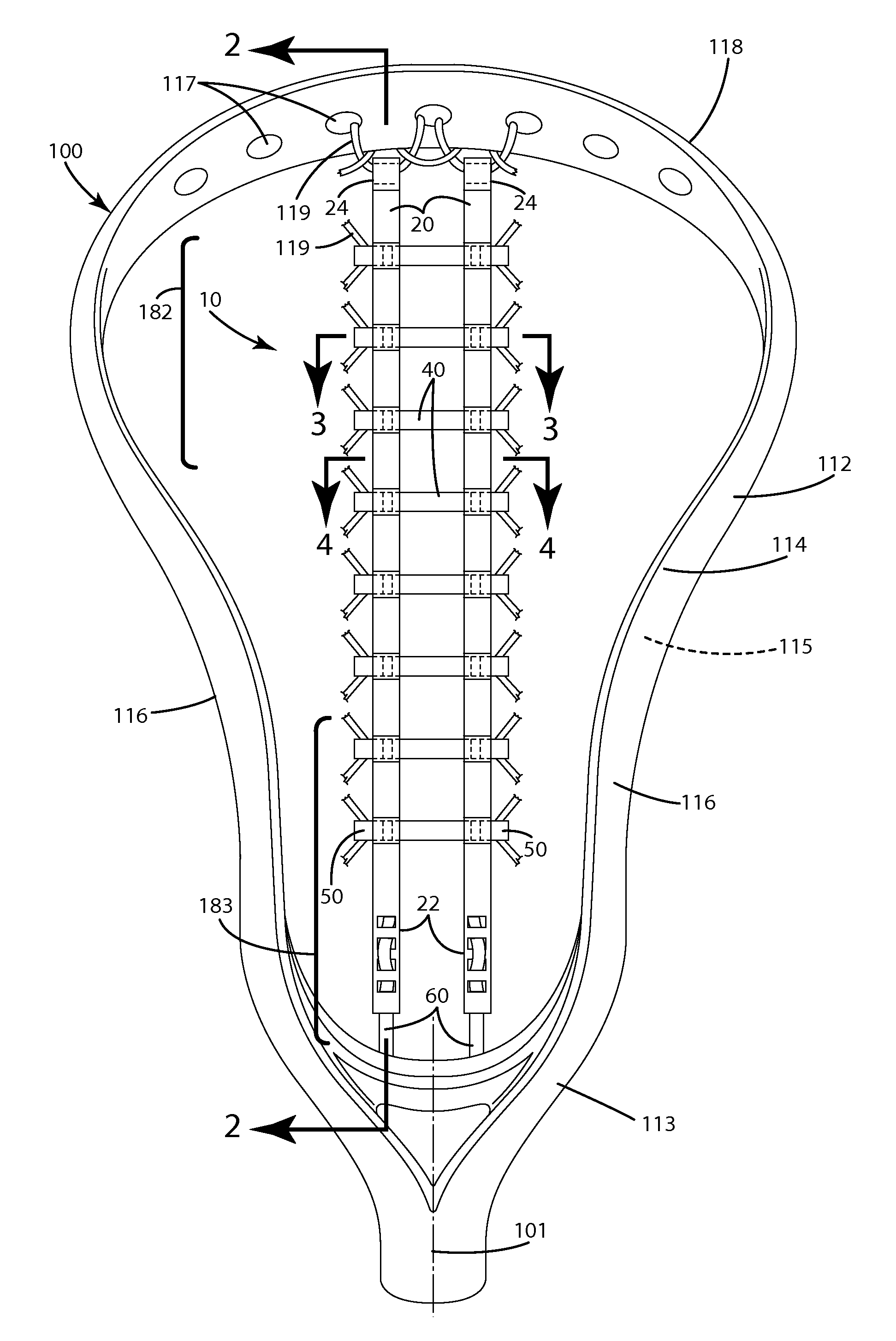 Lacrosse stick pocket and related method of manufacture