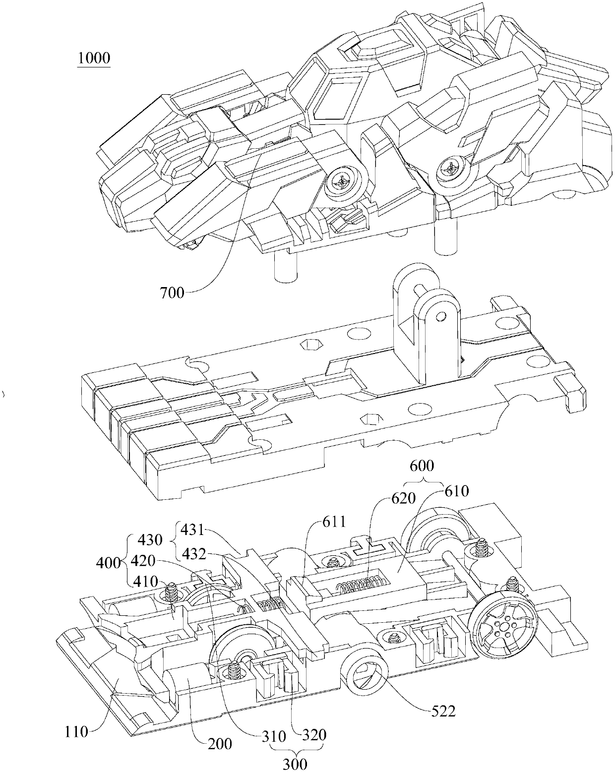 Monomer clamping and sucking car and split car