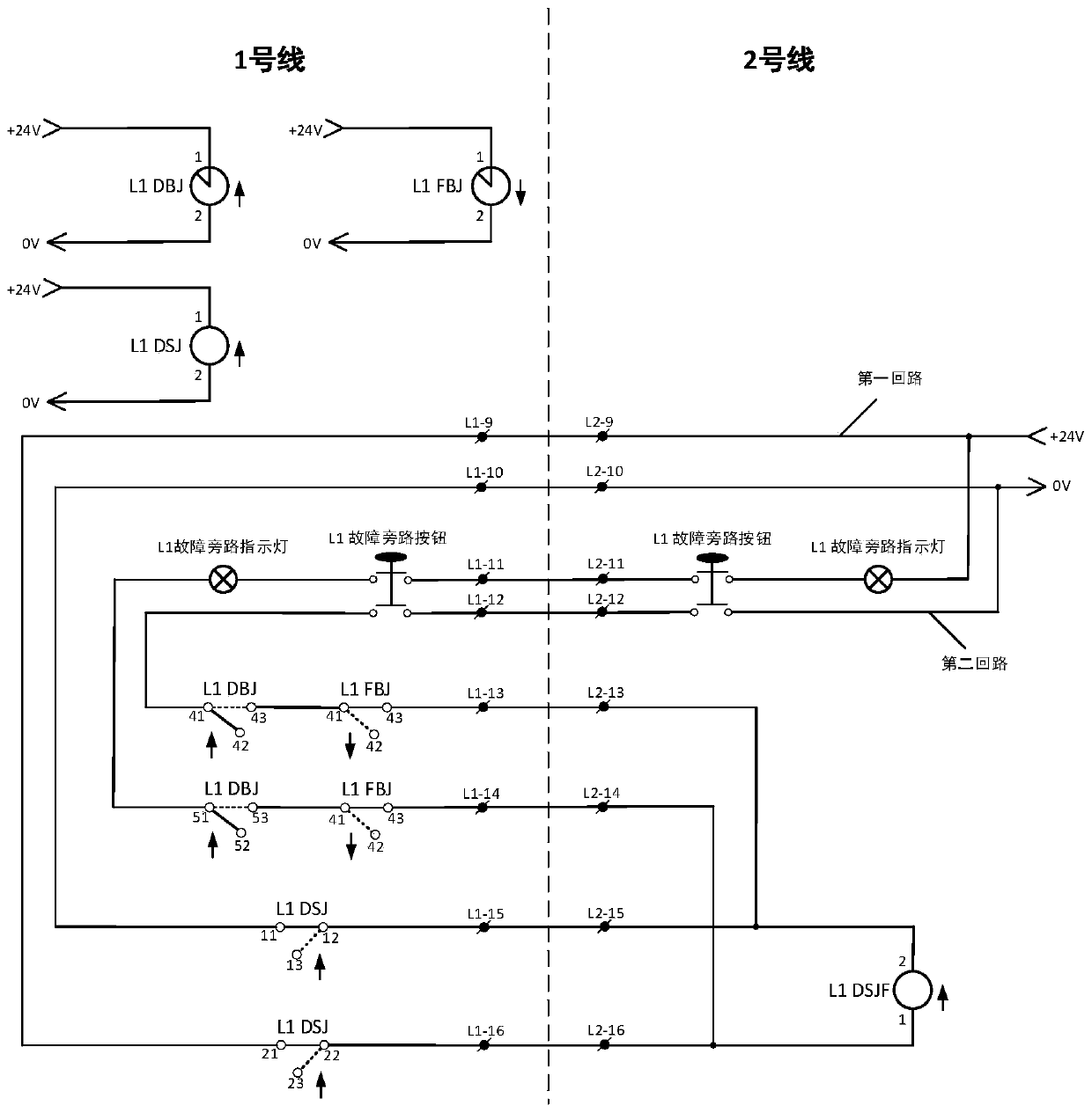 Interlocking turnout mutual switching system at subway tie line