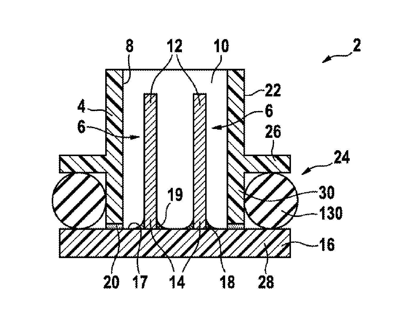 Electrical plug-type connector and an associated arrangement comprising a housing